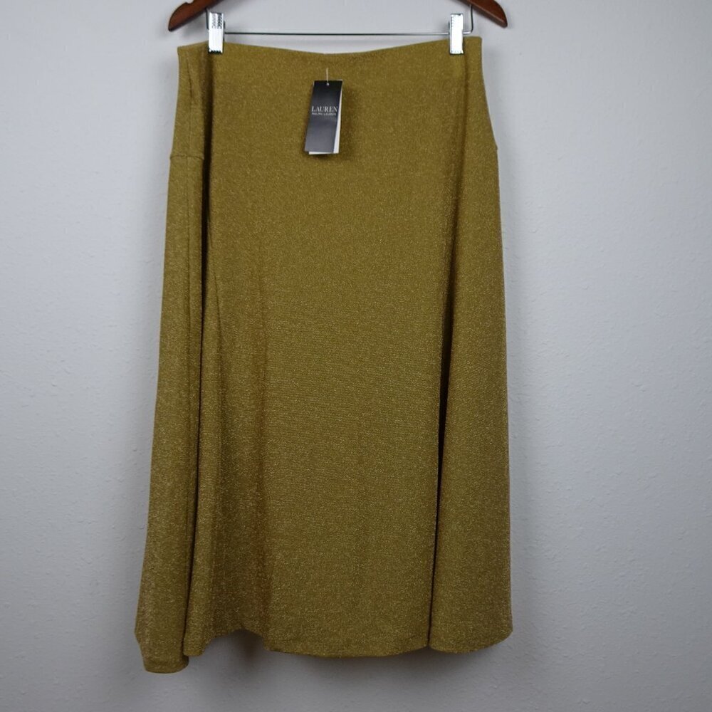 Ralph Lauren Gold Sparkle Skirt Women's Size L Gold Shimmer Holiday Wedding - Picture 6 of 12